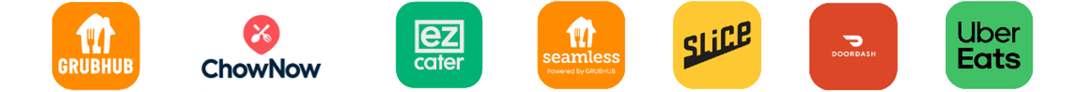 Compatible with Grubhub, ChowNow, EZCater, Seamless, Slice, DoorDash, and Uber Eats